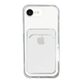 iPhone16e TPU カード収納クリアケース ロゴ ホワイト
