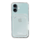iPhone16Plus TPU カード収納クリアケース ロゴ ホワイト