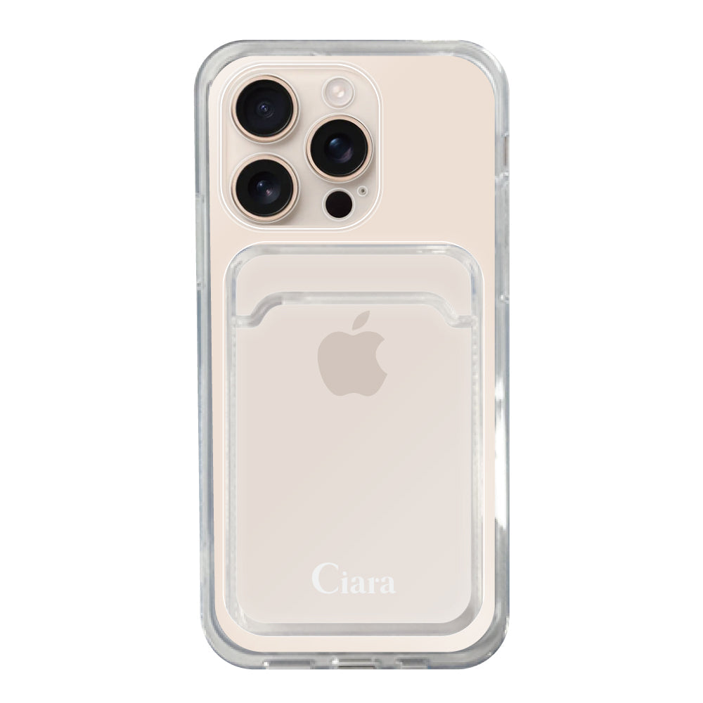 iPhoneケース TPU カード収納クリアケース ロゴ