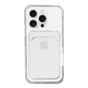 iPhone16ProMax TPU カード収納クリアケース ロゴ ホワイト