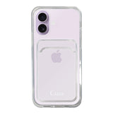 iPhone17 TPU カード収納クリアケース ロゴ ホワイト