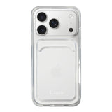 iPhone17Pro TPU カード収納クリアケース ロゴ ホワイト