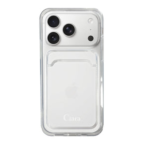 iPhone17Pro TPU カード収納クリアケース ロゴ ホワイト