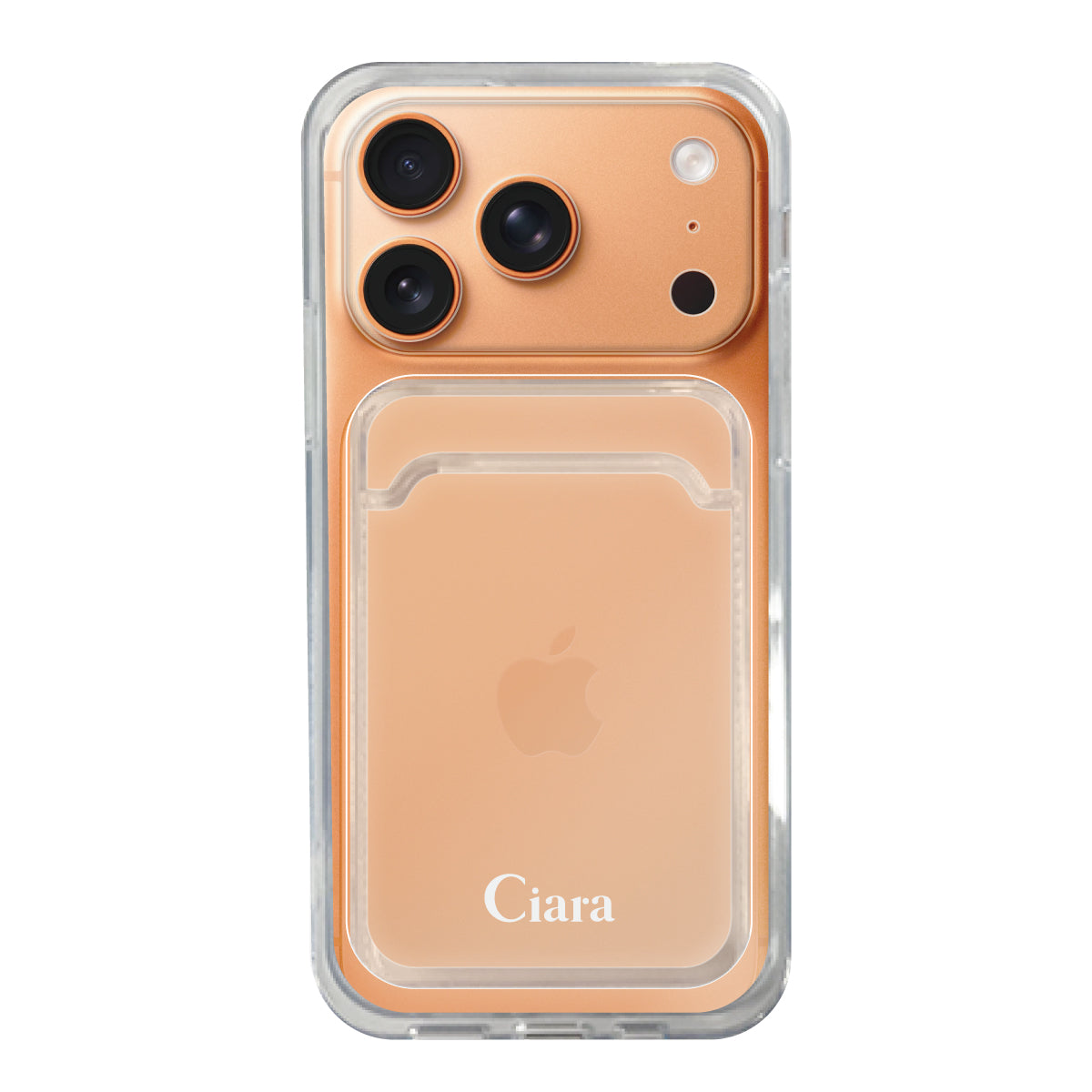 iPhone17ProMax TPU カード収納クリアケース ロゴ ホワイト