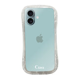 iPhone16Plus TPUグリップ クリアケース ロゴ ホワイト