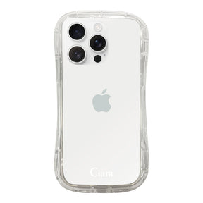iPhone16ProMax TPUグリップ クリアケース ロゴ ホワイト