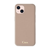 iPhone13ケース シュリンクPU レザーケース ロゴ ベージュ