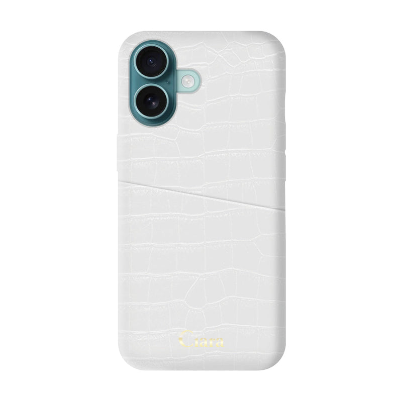 iPhoneケース クロコPUポケット レザーカード収納ケース ロゴ