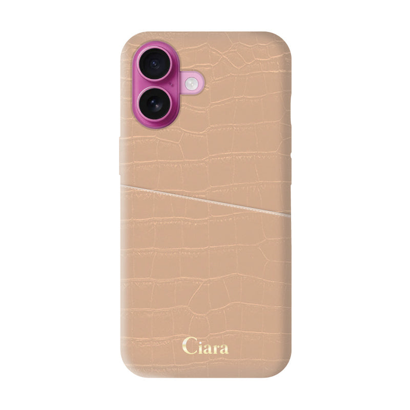 iPhoneケース クロコPUポケット レザーカード収納ケース ロゴ