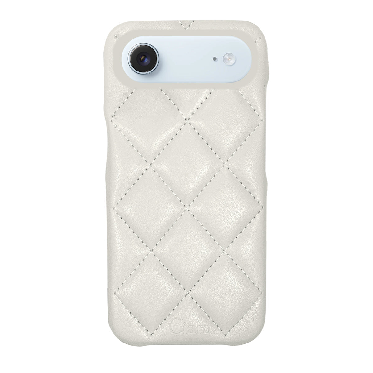 iPhoneAir キルティングPU レザーケース ロゴ ホワイト