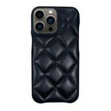 iPhone13Pro キルティングPU レザーケース ロゴ ブラック