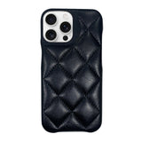 iPhone16ProMax キルティングPU レザーケース ロゴ ブラック