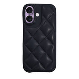 iPhone17 キルティングPU レザーケース ロゴ ブラック