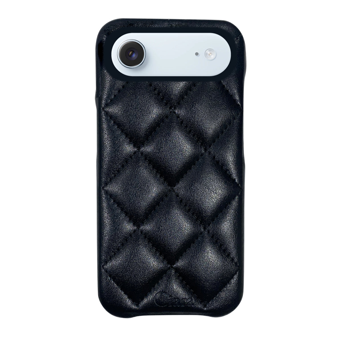 iPhoneAir キルティングPU レザーケース ロゴ ブラック