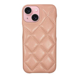iPhone15 キルティングPU レザーケース ロゴ ピンク