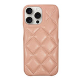 iPhone15ProMax キルティングPU レザーケース ロゴ ピンク