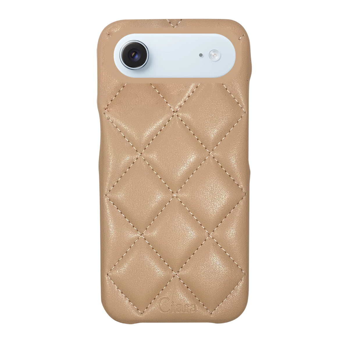 iPhoneAir キルティングPU レザーケース ロゴ ベージュ