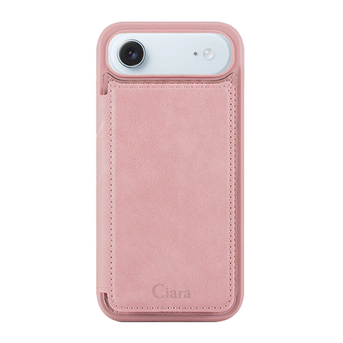 iPhoneAir カード収納付きバックフリップ手帳型 カード収納ケース ロゴ ピンク