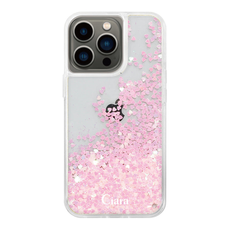 iPhoneケース グリッター オイルクリアケース ロゴ