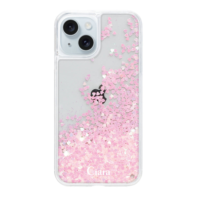 iPhoneケース グリッター オイルクリアケース ロゴ