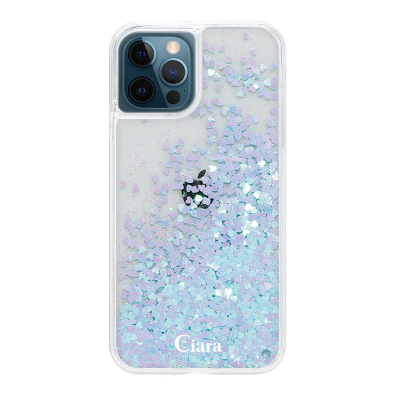 iPhoneケース グリッター オイルクリアケース ロゴ