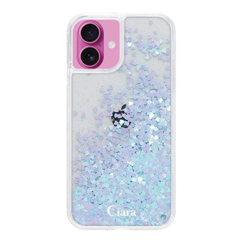 iPhoneケース グリッター オイルクリアケース ロゴ