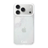 iPhone17Pro グリッター オイルクリアケース ロゴ ホワイト