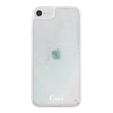 iPhone6/7/8/SE2/SE3 グリッター オイルクリアケース ロゴ ホワイト
