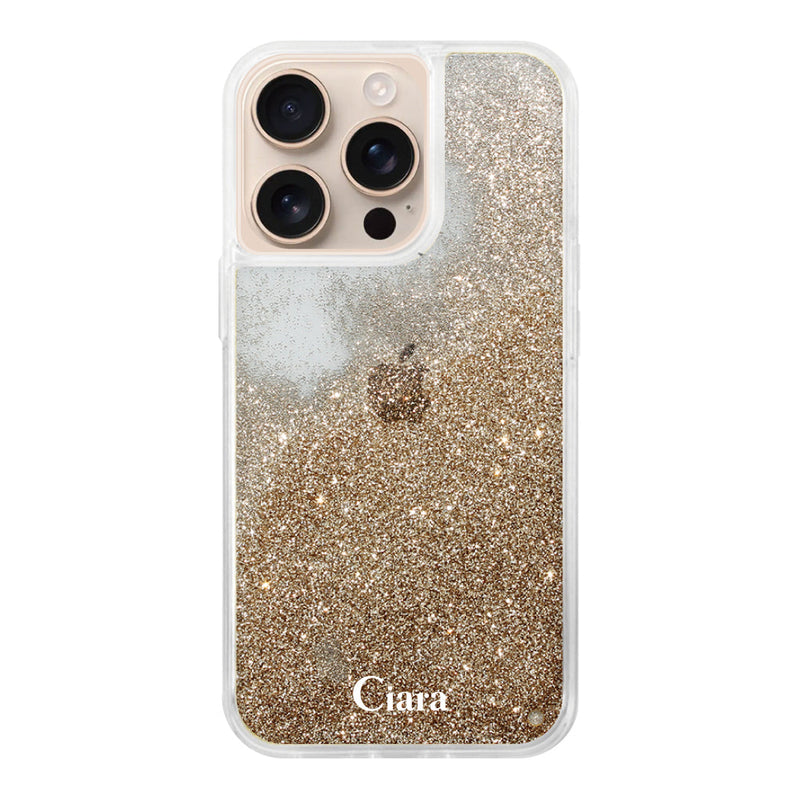iPhoneケース グリッター オイルクリアケース ロゴ