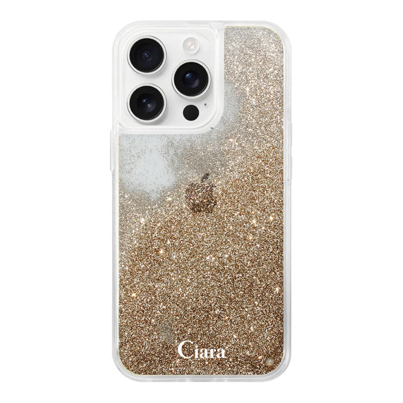 iPhoneケース グリッター オイルクリアケース ロゴ