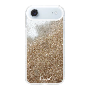 iPhoneAir グリッター オイルクリアケース ロゴ ゴールド