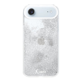 iPhoneAir グリッター オイルクリアケース ロゴ シルバー