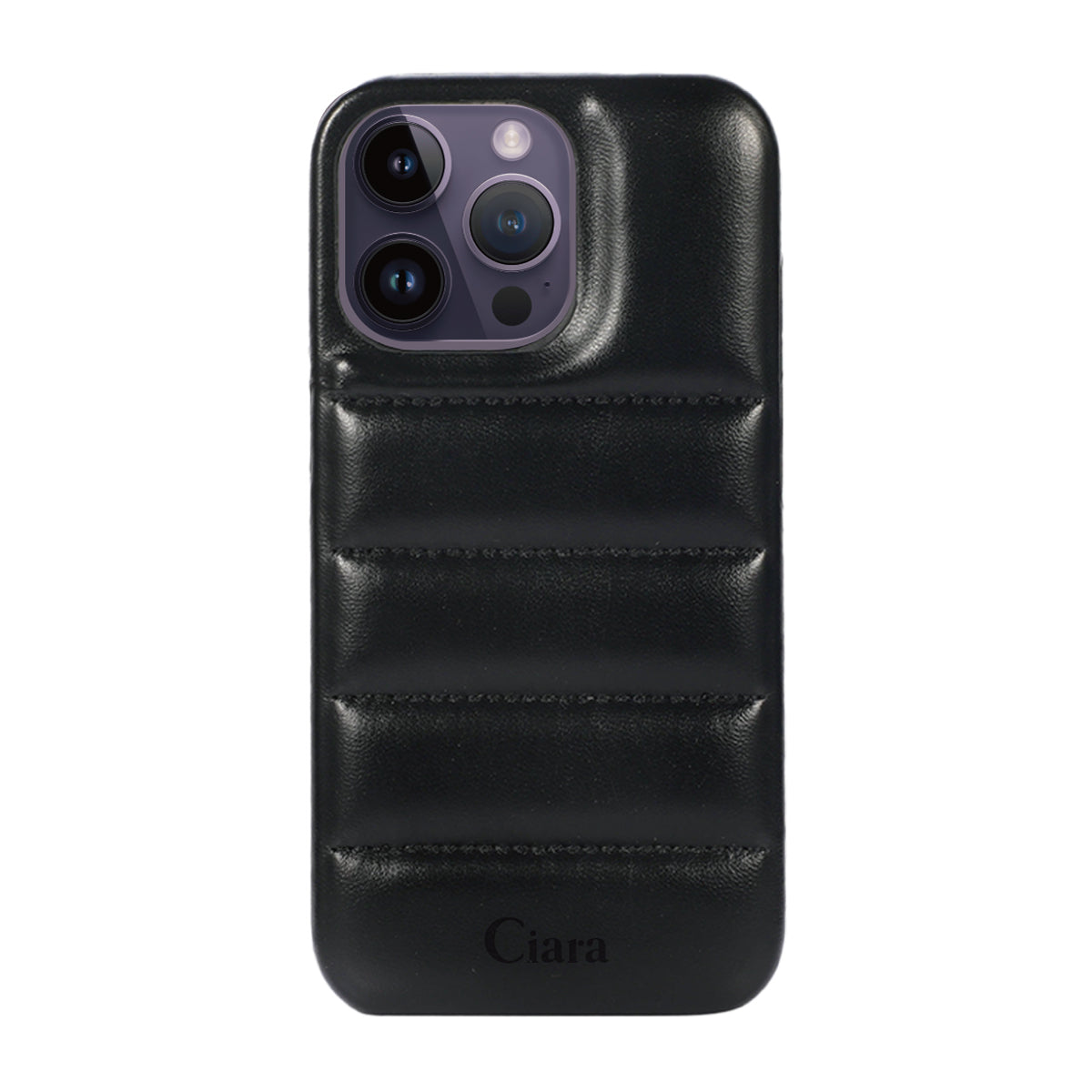 iPhone14ProMax ステッチPUレザー レザーケース ロゴ ブラック