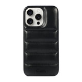 iPhone15ProMax ステッチPUレザー レザーケース ロゴ ブラック