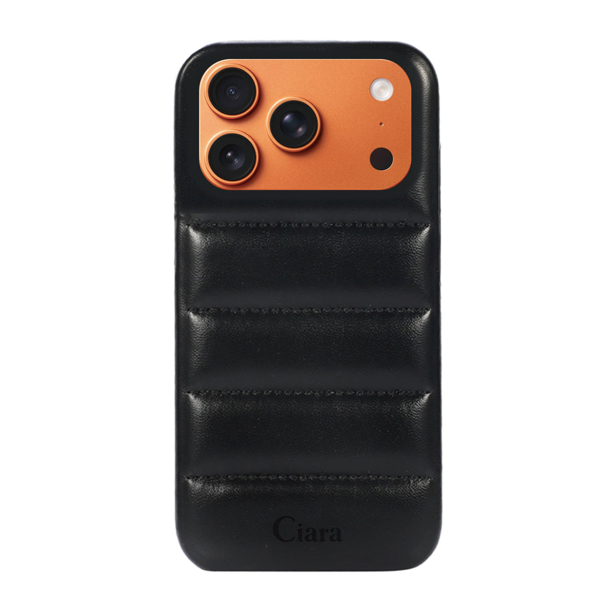 iPhone17ProMax ステッチPUレザー レザーケース ロゴ ブラック