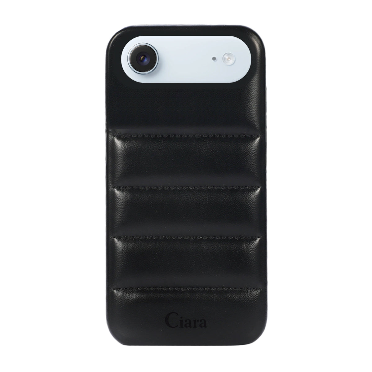 iPhoneAir ステッチPUレザー レザーケース ロゴ ブラック