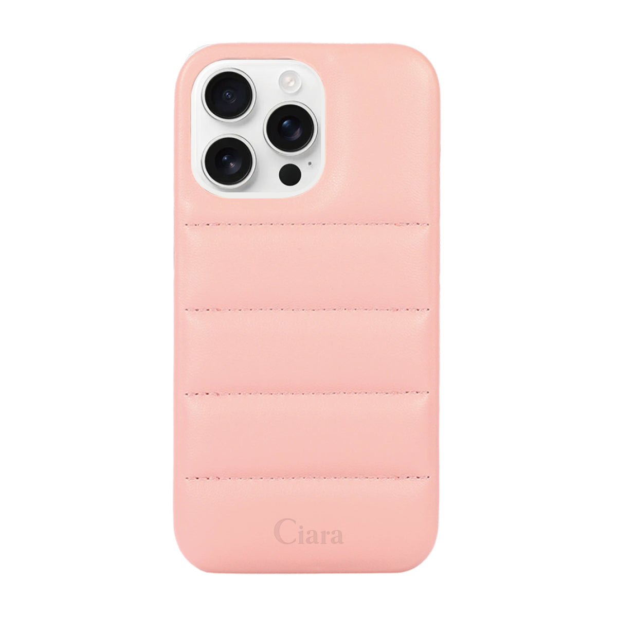 iPhone16ProMax ステッチPUレザー レザーケース ロゴ ピンク