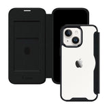 iPhoneケース PUレザーフリップクリア 手帳型カード収納ケース ロゴ