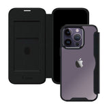 iPhoneケース PUレザーフリップクリア 手帳型カード収納ケース ロゴ