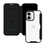 iPhoneケース PUレザーフリップクリア 手帳型カード収納ケース ロゴ