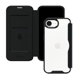 iPhoneケース PUレザーフリップクリア 手帳型カード収納ケース ロゴ