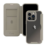 iPhoneケース PUレザーフリップクリア 手帳型カード収納ケース ロゴ