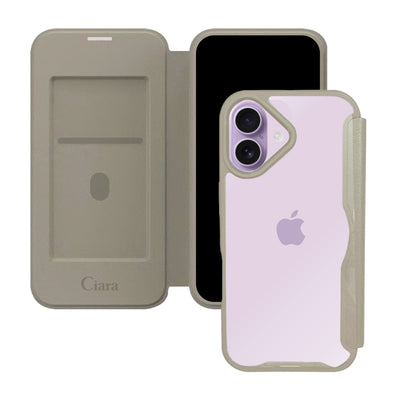 iPhoneケース PUレザーフリップクリア 手帳型カード収納ケース ロゴ
