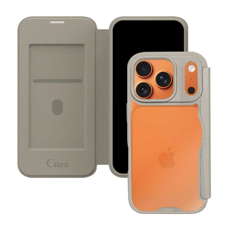 iPhoneケース PUレザーフリップクリア 手帳型カード収納ケース ロゴ