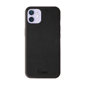 iPhone12/12Pro ペブルグレインPUレザー ロゴ ブラック