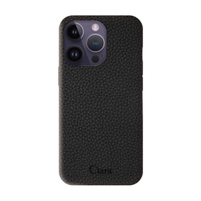 iPhone14ProMax ペブルグレインPUレザー ロゴ ブラック