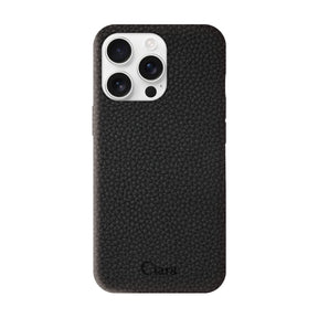 iPhone16ProMax ペブルグレインPUレザー ロゴ ブラック