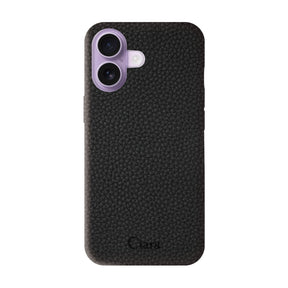 iPhone17 ペブルグレインPUレザー ロゴ ブラック