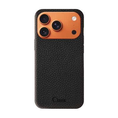 iPhoneケース ペブルグレイン PUレザーケース ロゴ