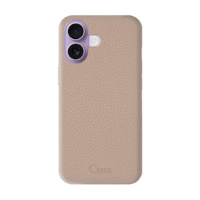 iPhone17 ペブルグレインPUレザー ロゴ ベージュ